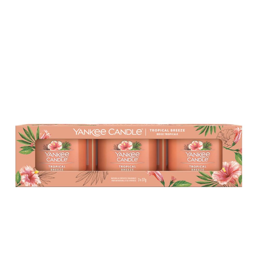 Yankee Candle Tropical Breeze 3 Filled Votive Candle Gift Set £7.99